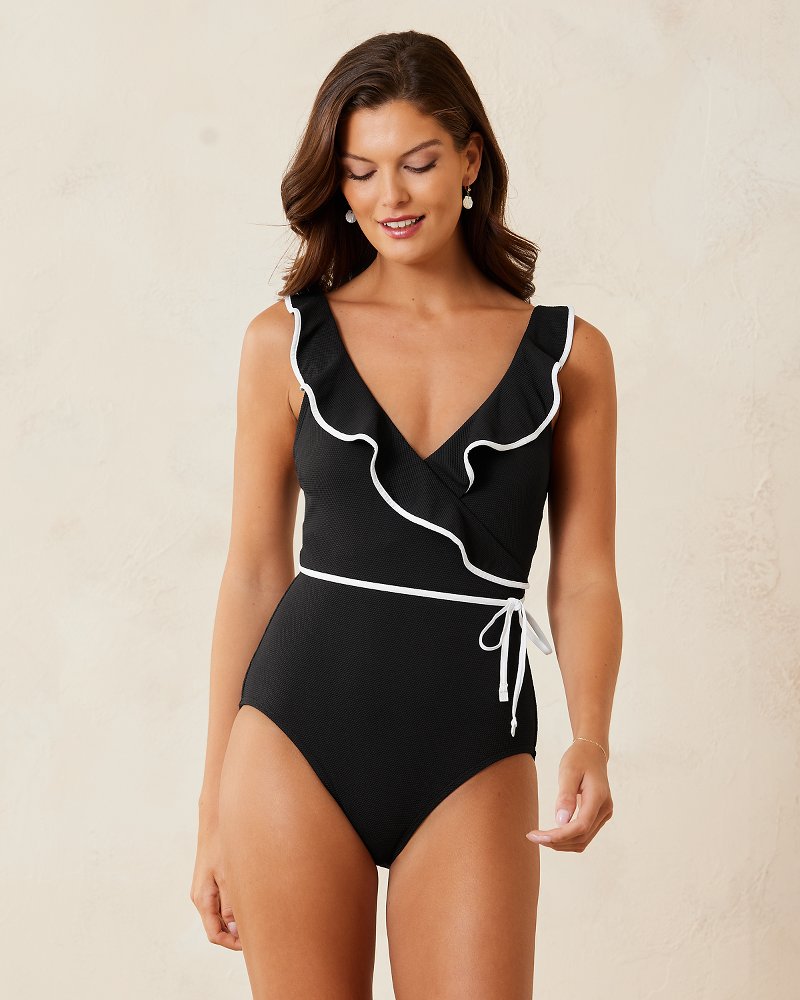 Tommy Bahama Hot Sale - Island Cays Cabana Wrap-Front One-Piece Swimsuit