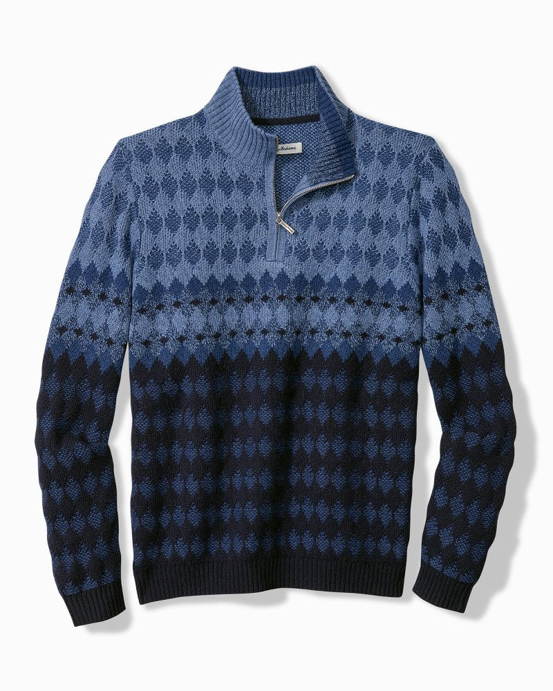 Tommy Bahama Smart Buy - Ombré Argyle Half-Zip Sweater