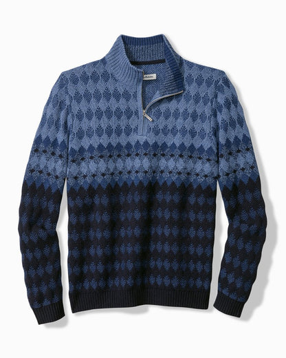 Tommy Bahama Smart Buy - Ombré Argyle Half-Zip Sweater