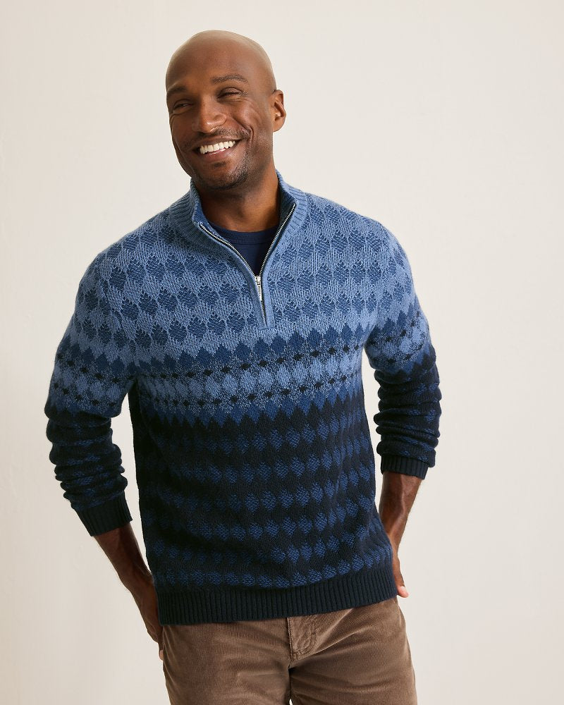 Tommy Bahama Smart Buy - Ombré Argyle Half-Zip Sweater