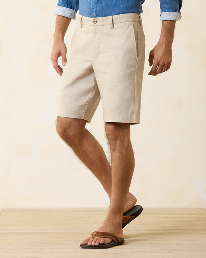 Tommy Bahama Sale - Latigo Beach Linen-Blend Flat-Front 10-Inch Shorts
