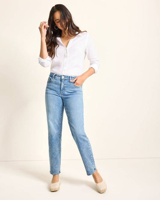 Tommy Bahama Smart Buy - High-Rise Straight-Leg Jeans