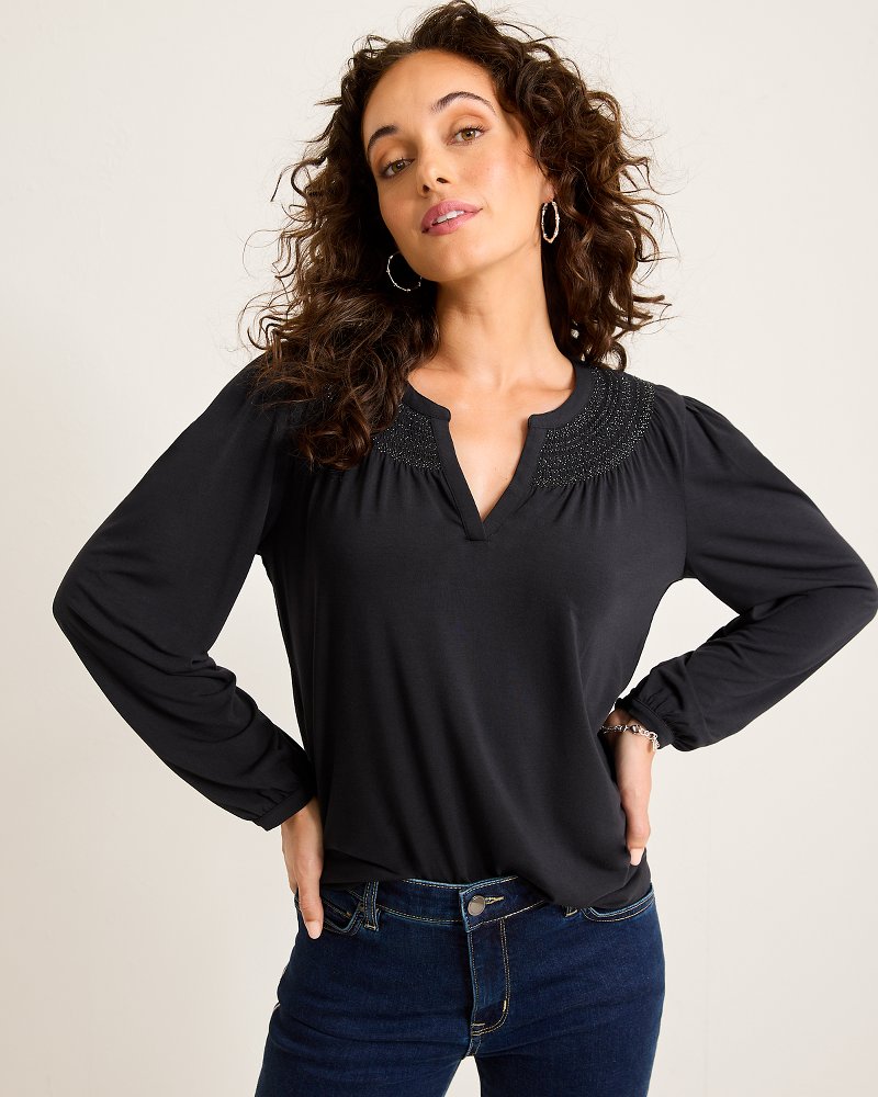 Tommy Bahama Essential - Kauai Long-Sleeve Smocked Top