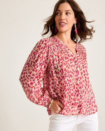 Tommy Bahama Popular - Jeweled Jaguar Pintuck Blouse