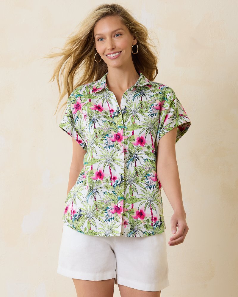 Tommy Bahama Trusted - Coastalina Coastal Palms Linen Camp Shirt