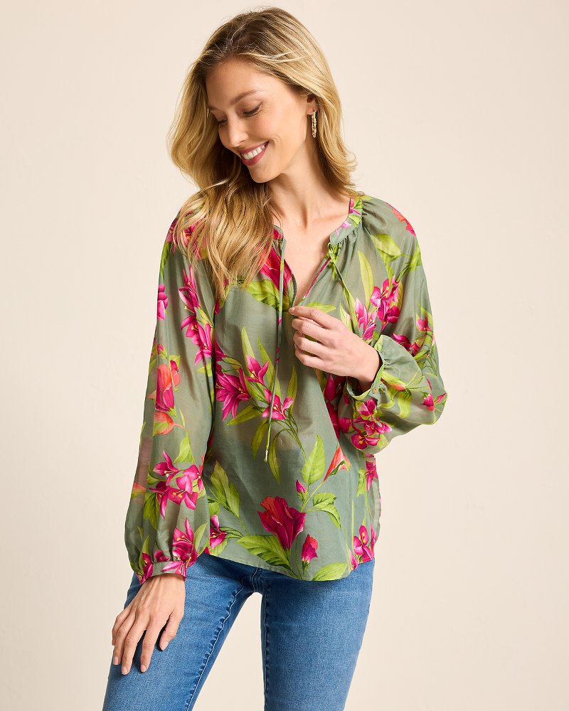 Tommy Bahama Essential - Agua Amara Lavish Blooms Peasant Top