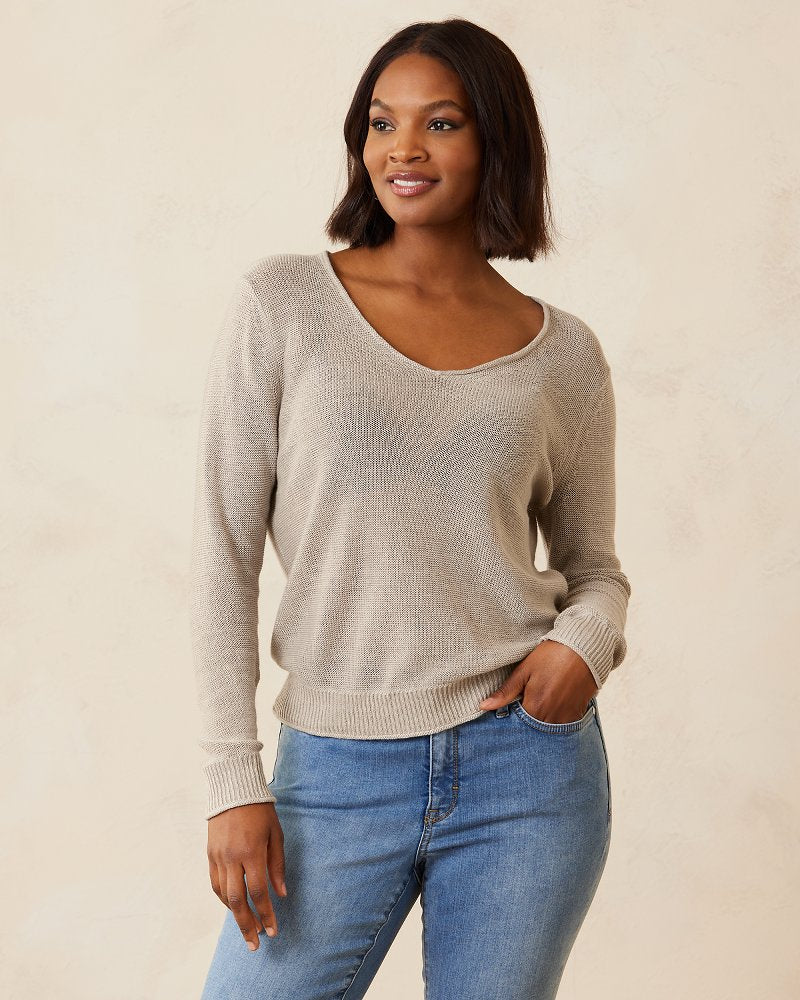 Tommy Bahama Customer Favorite - Cedar Linen Long-Sleeve V-Neck Sweater