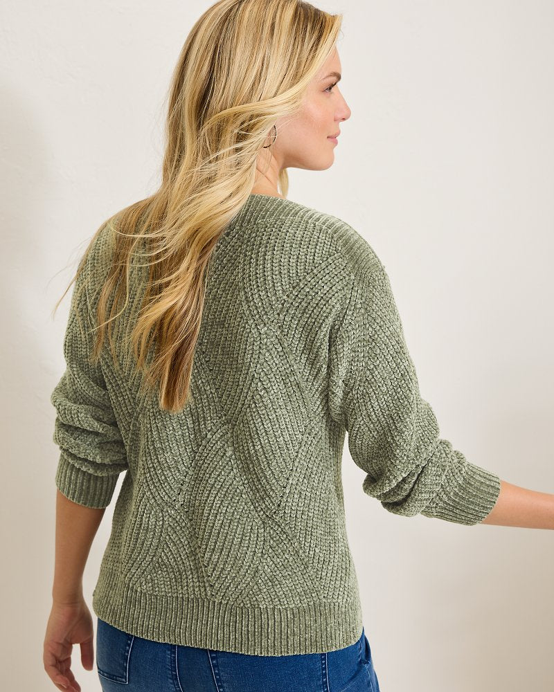 Tommy Bahama Top Pick - Island Luna Chenille Shell Stitch Boat-Neck Sweater