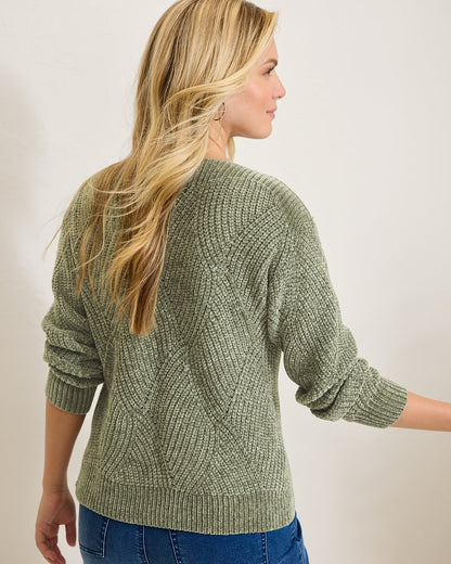 Tommy Bahama Top Pick - Island Luna Chenille Shell Stitch Boat-Neck Sweater