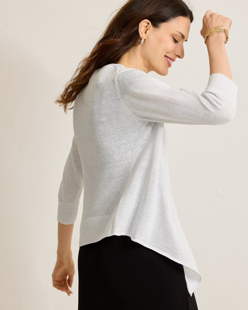Tommy Bahama Essential - Addison Shimmer Linen-Blend Cardigan