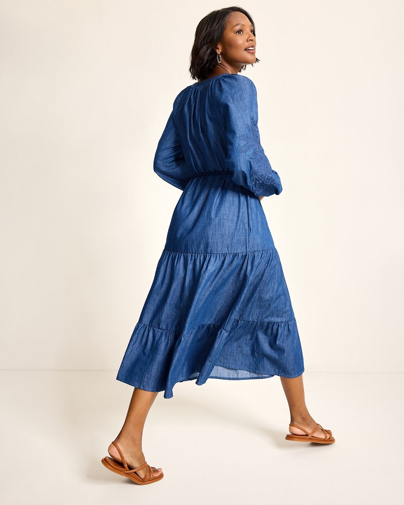 Tommy Bahama Best Price - Indigo Cove Embroidered Midi Dress