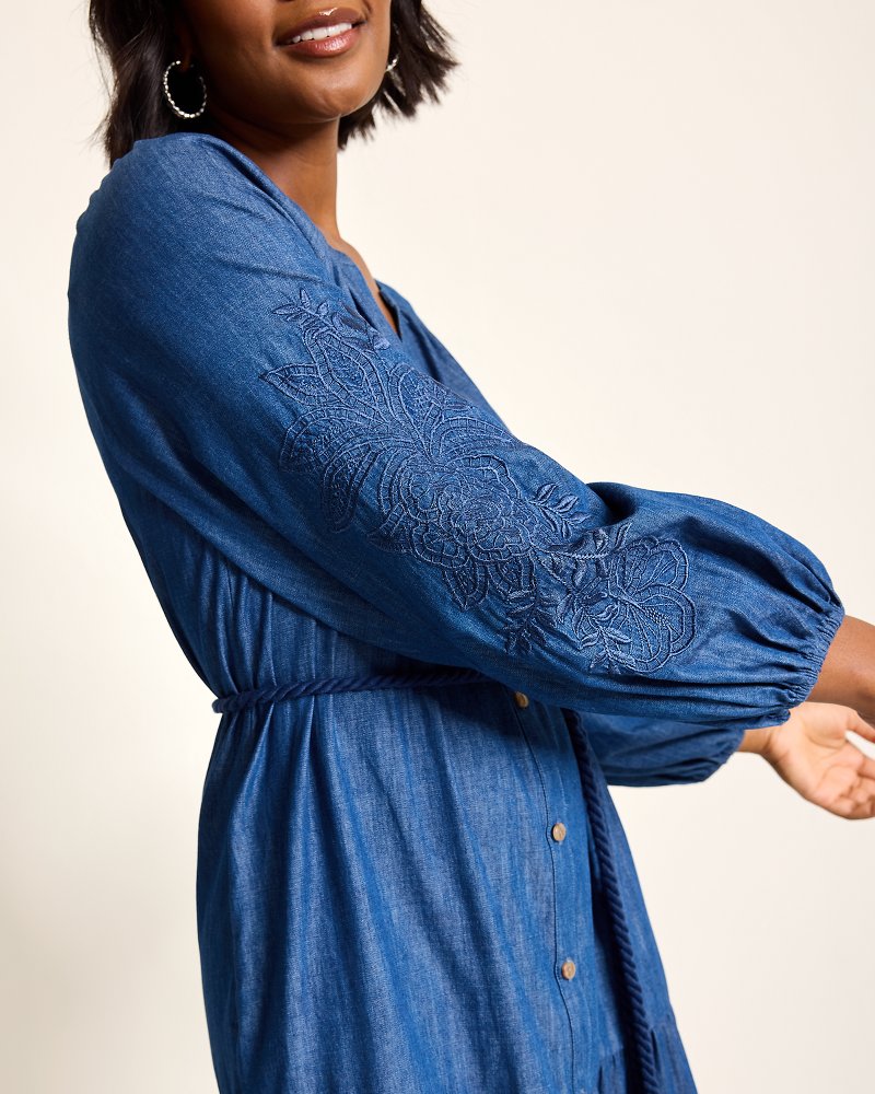 Tommy Bahama Best Price - Indigo Cove Embroidered Midi Dress