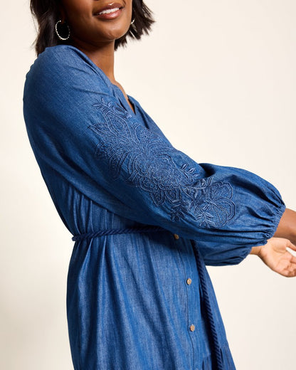 Tommy Bahama Best Price - Indigo Cove Embroidered Midi Dress