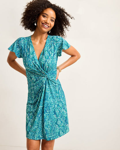 Tommy Bahama Premium - Clara Playa Python Short-Sleeve Faux-Wrap Dress