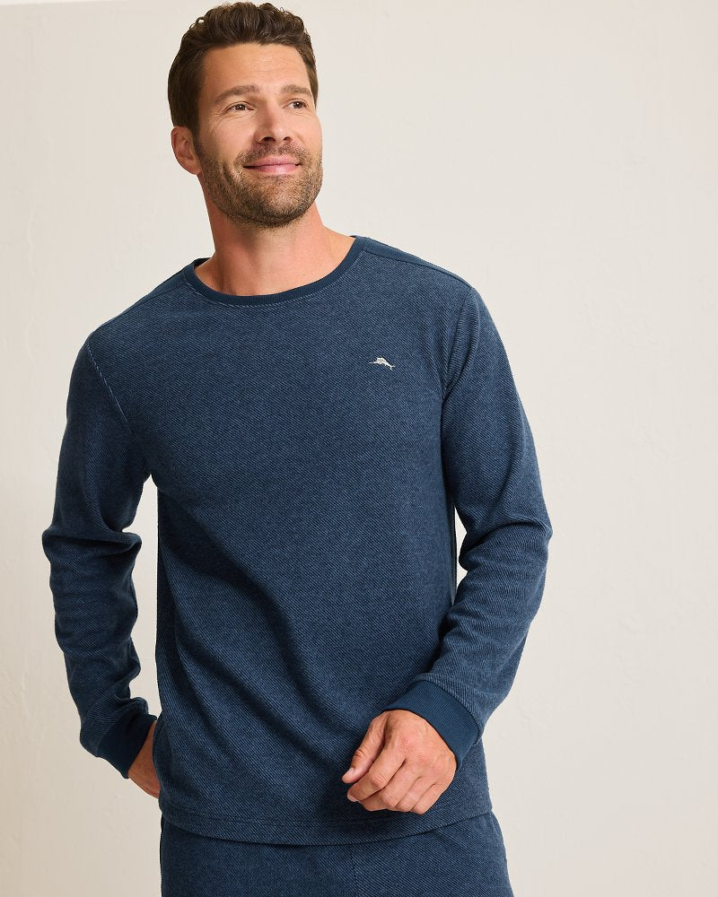 Tommy Bahama Best Price - Textured Twill Stripe Crew Long-Sleeve Top