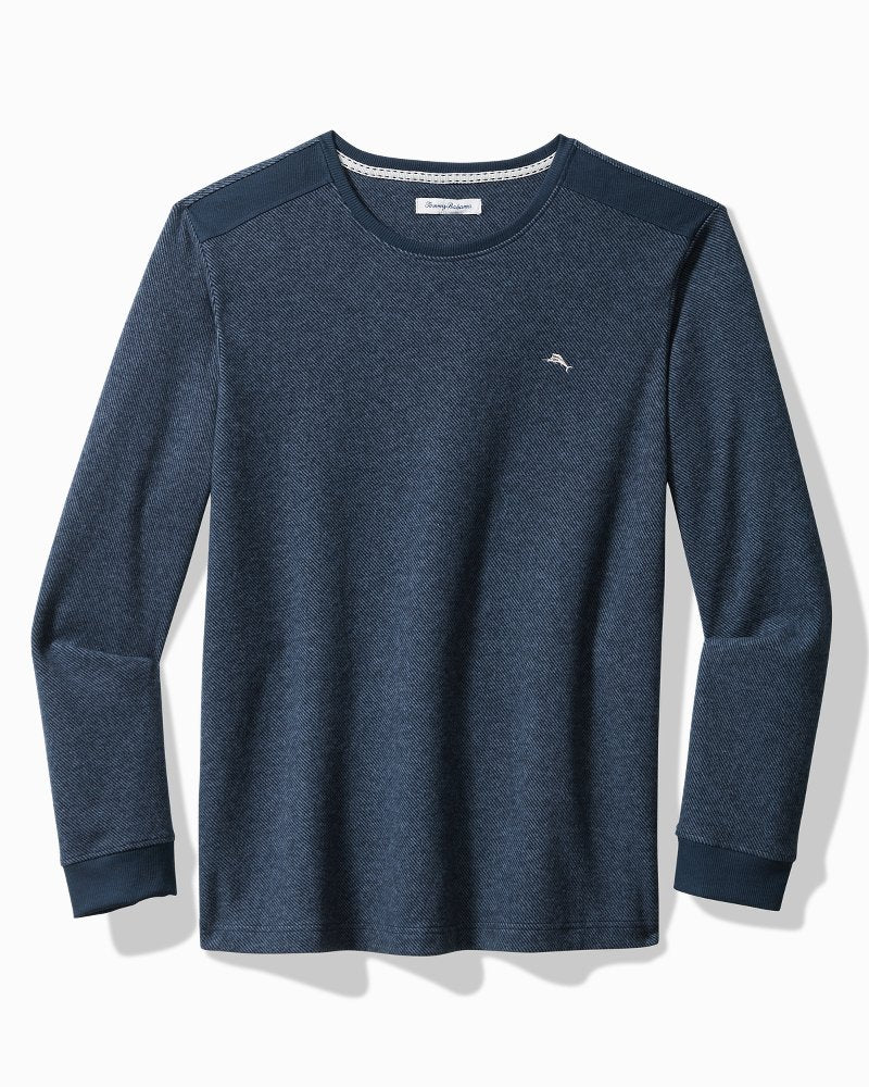 Tommy Bahama Best Price - Textured Twill Stripe Crew Long-Sleeve Top