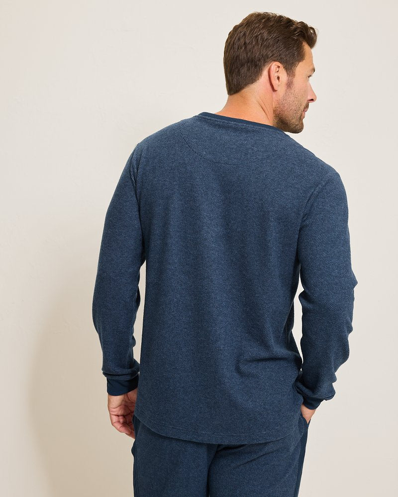Tommy Bahama Classic - Big & Tall Textured Twill Stripe Crew Long-Sleeve Top