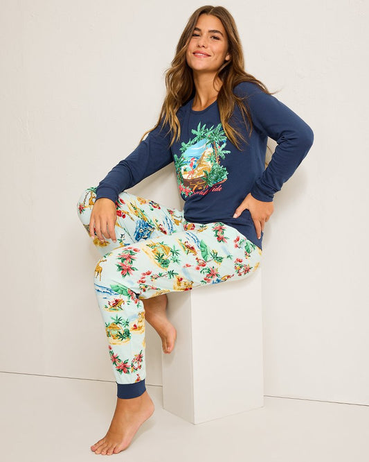 Tommy Bahama Best Seller - Holiday Santa Long Sleeve & Pants Pajama Set