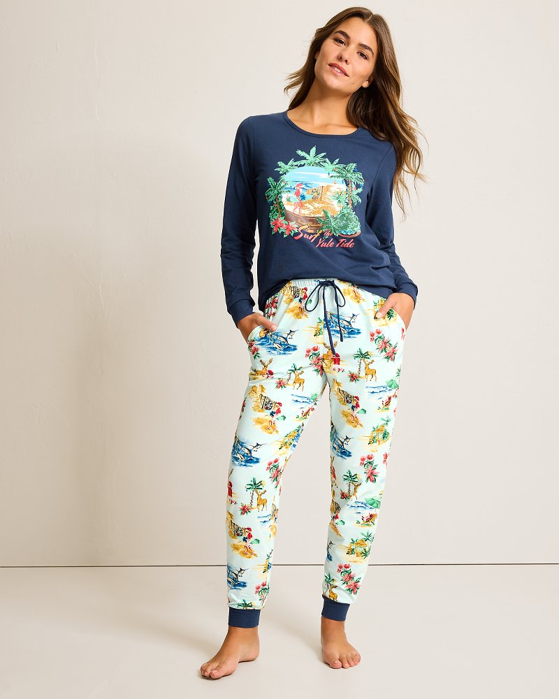 Tommy Bahama Best Seller - Holiday Santa Long Sleeve & Pants Pajama Set