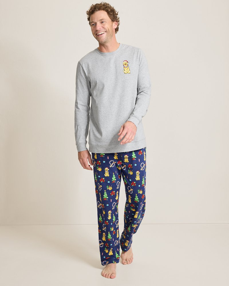 Tommy Bahama Featured - Big & Tall Holiday Dog Long Sleeve & Pants Pajama Set