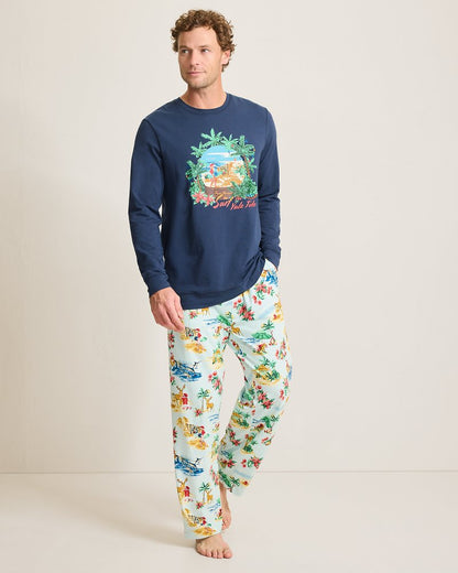 Tommy Bahama Latest - Big & Tall Holiday Santa Long Sleeve & Pants Pajama Set