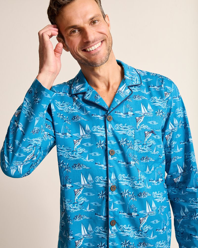 Tommy Bahama Value - Big & Tall Woven Long Sleeve & Pants Pajama Set