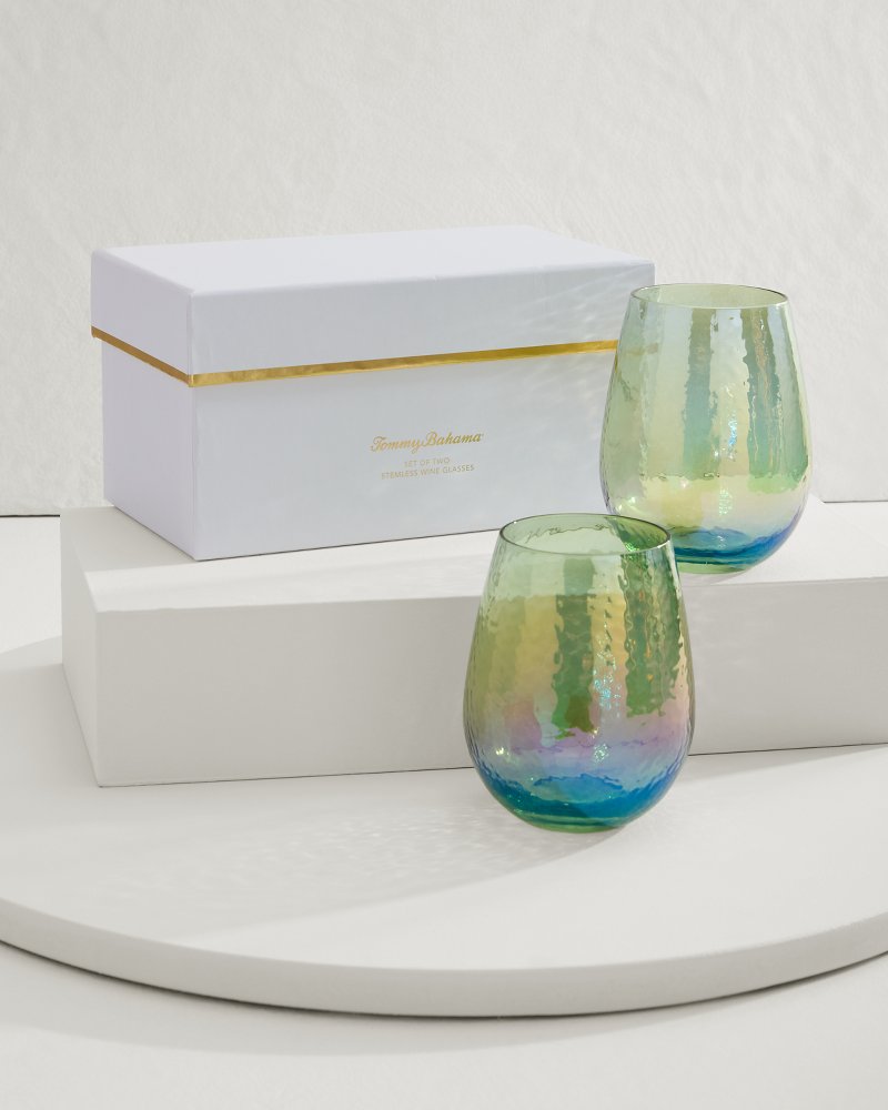 Tommy Bahama Top Pick - Luster Stemless Wine Glasses — Set of 2