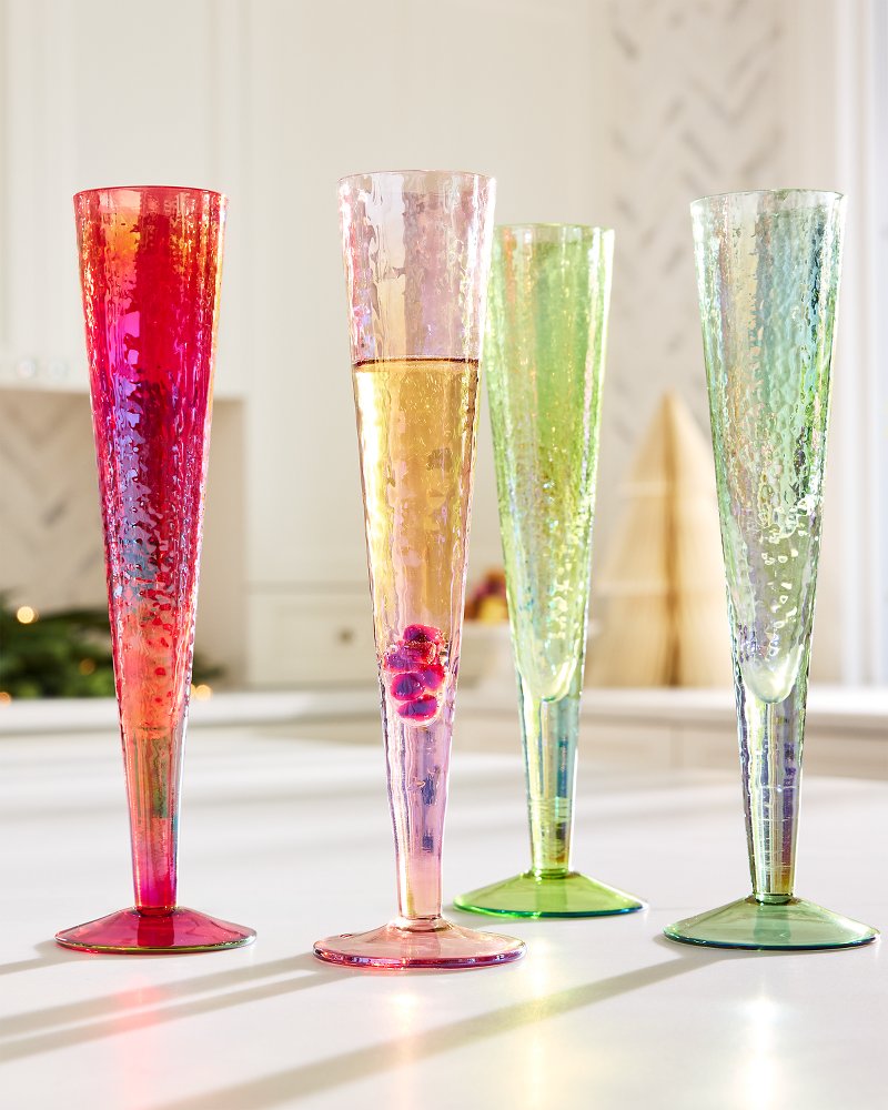 Tommy Bahama Premium - Luster Champagne Glasses — Set of 4
