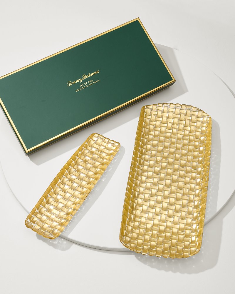 Tommy Bahama Quality - Braided Glass Serving Trays — Set of 2