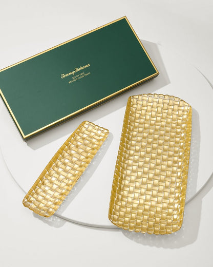 Tommy Bahama Quality - Braided Glass Serving Trays — Set of 2