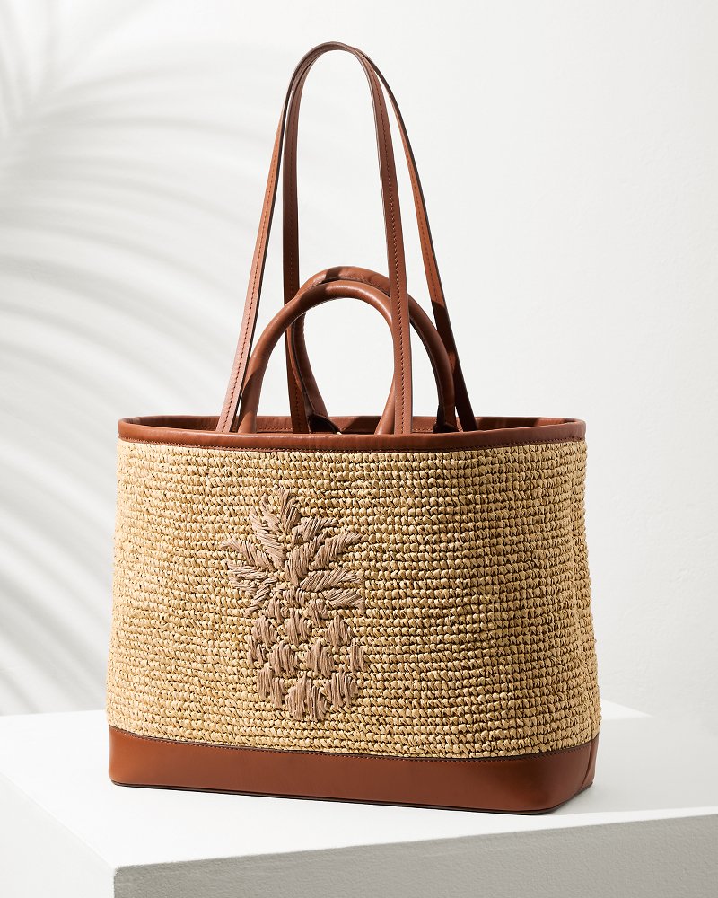 Tommy Bahama New - Raffia & Leather Pineapple Tote