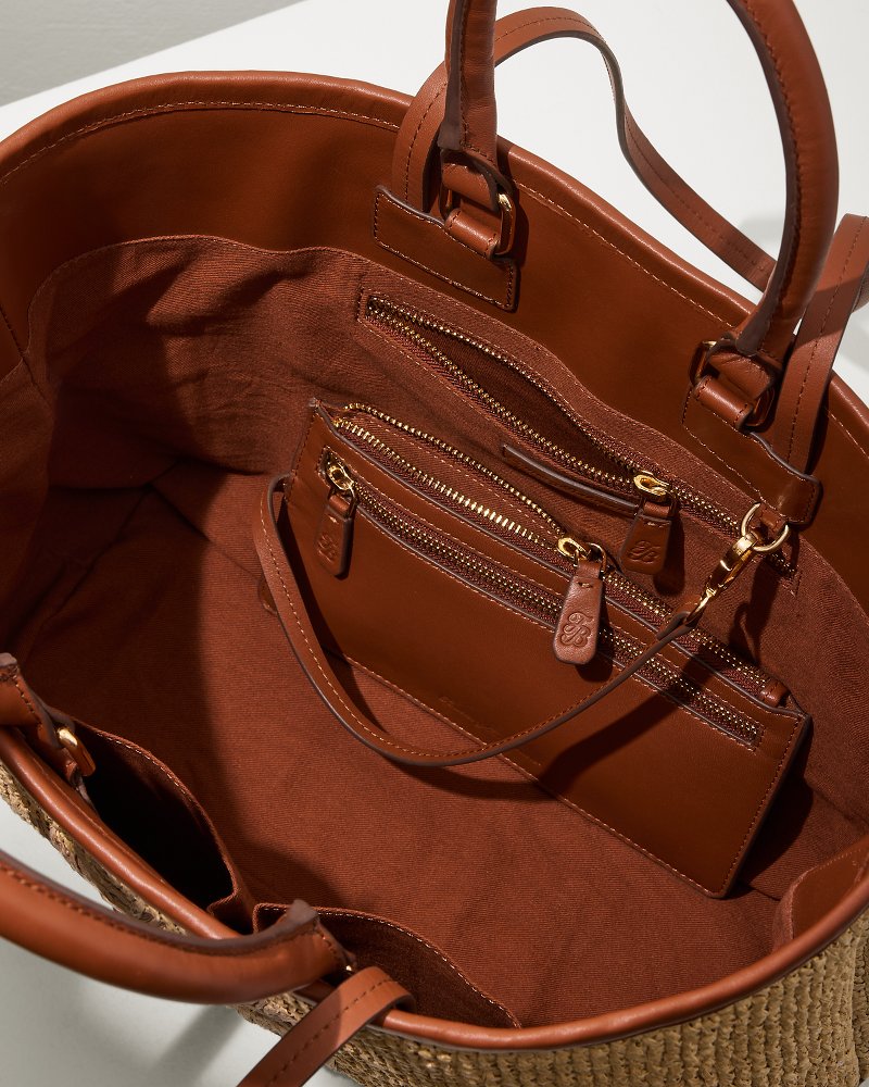 Tommy Bahama New - Raffia & Leather Pineapple Tote