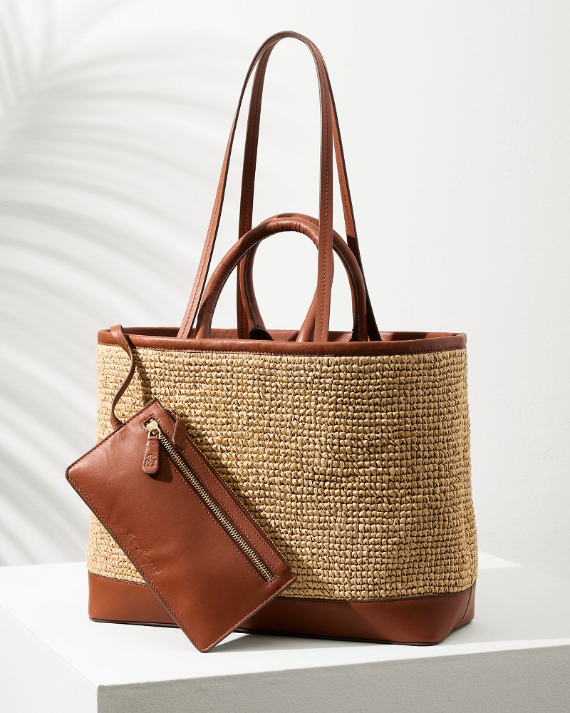 Tommy Bahama New - Raffia & Leather Pineapple Tote