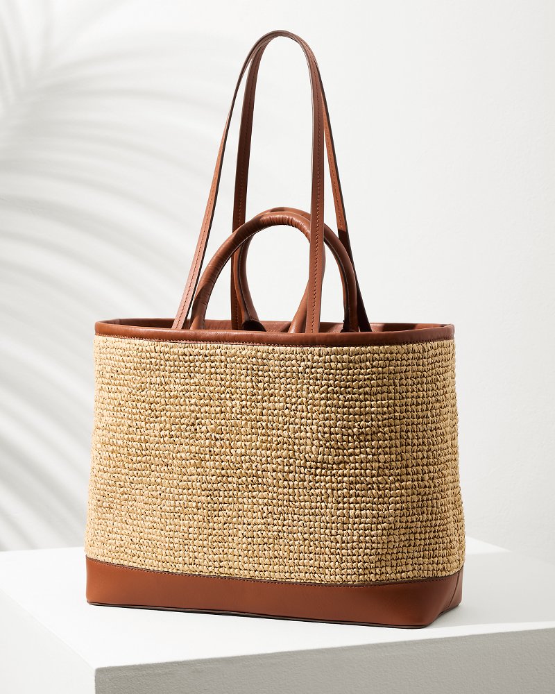 Tommy Bahama New - Raffia & Leather Pineapple Tote