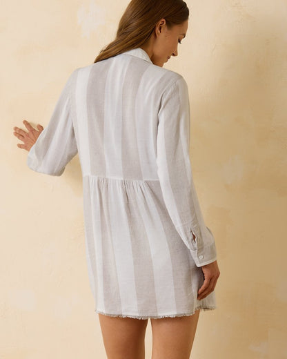 Tommy Bahama Exclusive - St. Lucia Linen-Blend Rugby Stripe Beach Shirt