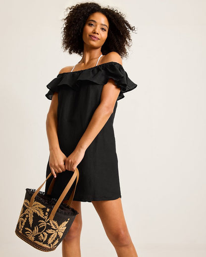 Tommy Bahama Essential - St. Lucia Linen-Blend Off-the-Shoulder Coverup Dress