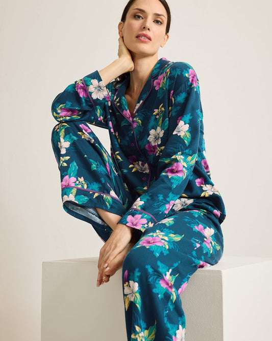 Tommy Bahama Trusted - Woven Sateen Long Sleeve & Pants Pajama Set