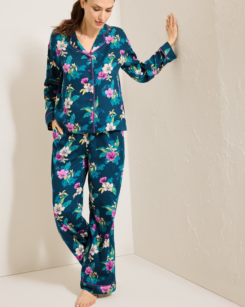 Tommy Bahama Trusted - Woven Sateen Long Sleeve & Pants Pajama Set