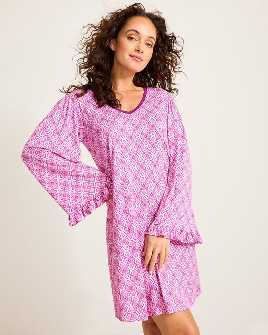Tommy Bahama Popular - Jersey Long-Sleeve Short Sleep Dress