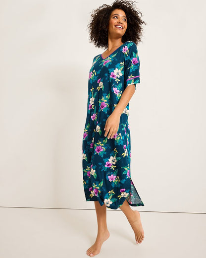 Tommy Bahama Everyday - Jersey Short-Sleeve Maxi Sleep Caftan